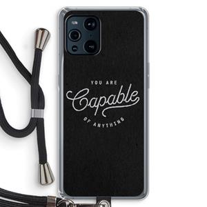 CaseCompany Capable: Oppo Find X3 Pro Transparant Hoesje met koord