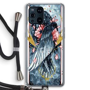 CaseCompany Golden Raven: Oppo Find X3 Pro Transparant Hoesje met koord