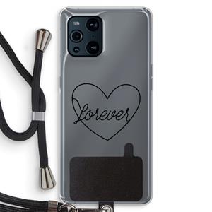 CaseCompany Forever heart black: Oppo Find X3 Pro Transparant Hoesje met koord