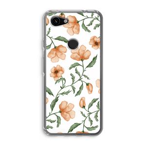 CaseCompany Peachy flowers: Google Pixel 3a Transparant Hoesje