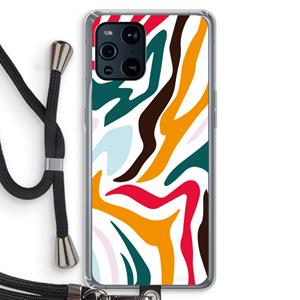 CaseCompany Colored Zebra: Oppo Find X3 Pro Transparant Hoesje met koord