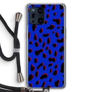 CaseCompany Blue Leopard: Oppo Find X3 Pro Transparant Hoesje met koord