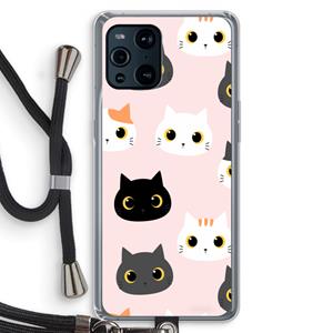 CaseCompany Katten: Oppo Find X3 Pro Transparant Hoesje met koord