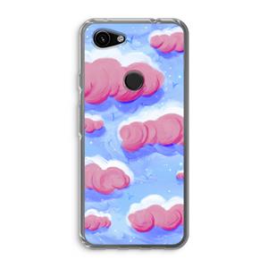 CaseCompany Roze wolken met vogels: Google Pixel 3a Transparant Hoesje