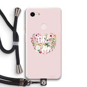 CaseCompany GRL PWR Flower: Pixel 3 XL Transparant Hoesje met koord