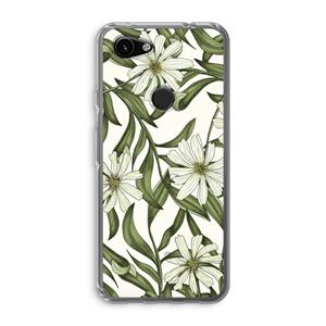 CaseCompany Wit bloemenpatroon: Google Pixel 3a Transparant Hoesje