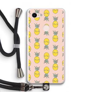 CaseCompany Ananas: Pixel 3 XL Transparant Hoesje met koord