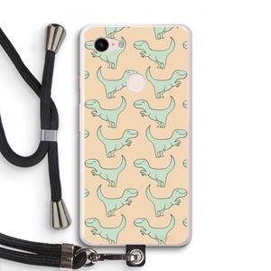 CaseCompany Dinos: Pixel 3 XL Transparant Hoesje met koord