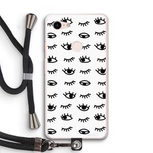 CaseCompany Eye pattern #2: Pixel 3 XL Transparant Hoesje met koord