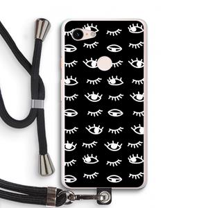 CaseCompany Eye pattern #3: Pixel 3 XL Transparant Hoesje met koord