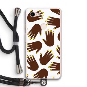 CaseCompany Hands dark: Pixel 3 XL Transparant Hoesje met koord