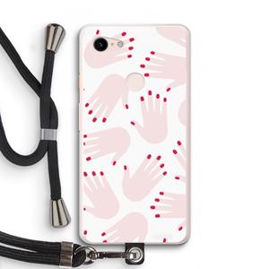 CaseCompany Hands pink: Pixel 3 XL Transparant Hoesje met koord