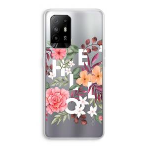 CaseCompany Hello in flowers: Oppo A95 5G Transparant Hoesje