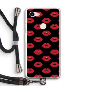 CaseCompany Lips: Pixel 3 XL Transparant Hoesje met koord
