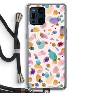 CaseCompany Terrazzo Memphis Pink: Oppo Find X3 Pro Transparant Hoesje met koord
