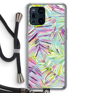CaseCompany Tropical Palms Blue: Oppo Find X3 Pro Transparant Hoesje met koord