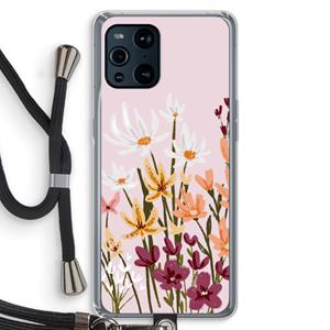 CaseCompany Painted wildflowers: Oppo Find X3 Pro Transparant Hoesje met koord