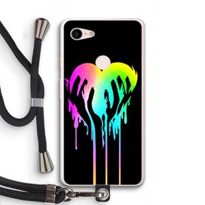 CaseCompany Hold My Heart: Pixel 3 XL Transparant Hoesje met koord