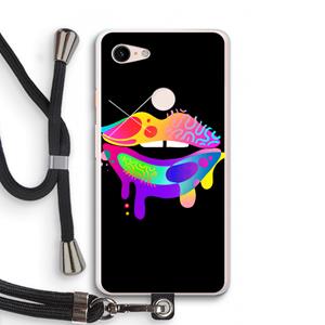 CaseCompany Lip Palette: Pixel 3 XL Transparant Hoesje met koord