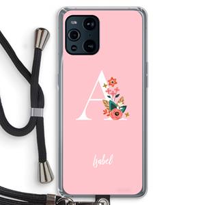 CaseCompany Pink Bouquet: Oppo Find X3 Pro Transparant Hoesje met koord
