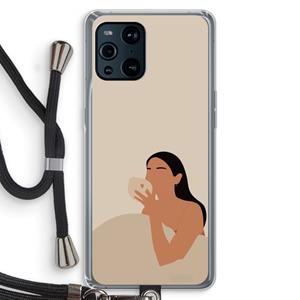CaseCompany Fresh coffee: Oppo Find X3 Pro Transparant Hoesje met koord