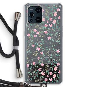 CaseCompany Sierlijke bloemen: Oppo Find X3 Pro Transparant Hoesje met koord