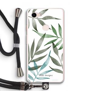 CaseCompany Tropical watercolor leaves: Pixel 3 XL Transparant Hoesje met koord