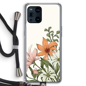 CaseCompany Floral bouquet: Oppo Find X3 Pro Transparant Hoesje met koord