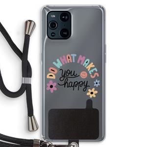 CaseCompany Happy days: Oppo Find X3 Pro Transparant Hoesje met koord