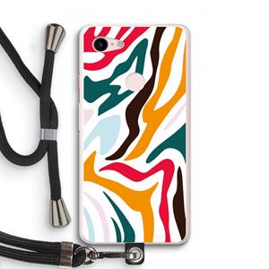 CaseCompany Colored Zebra: Pixel 3 XL Transparant Hoesje met koord