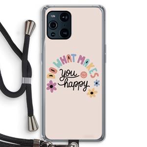 CaseCompany Happy days: Oppo Find X3 Pro Transparant Hoesje met koord