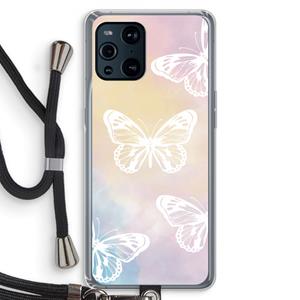 CaseCompany White butterfly: Oppo Find X3 Pro Transparant Hoesje met koord