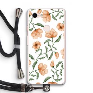 CaseCompany Peachy flowers: Pixel 3 XL Transparant Hoesje met koord