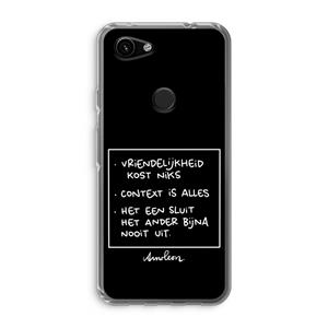 CaseCompany Mijn Motto's: Google Pixel 3a Transparant Hoesje