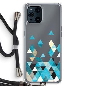 CaseCompany Gekleurde driehoekjes blauw: Oppo Find X3 Pro Transparant Hoesje met koord