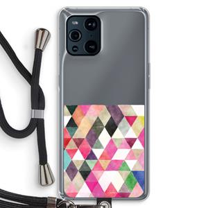 CaseCompany Gekleurde driehoekjes: Oppo Find X3 Pro Transparant Hoesje met koord