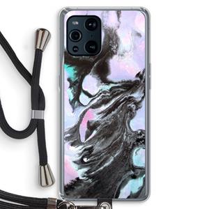 CaseCompany Pastel zwart: Oppo Find X3 Pro Transparant Hoesje met koord