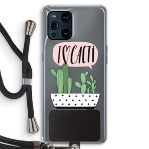 CaseCompany I love cacti: Oppo Find X3 Pro Transparant Hoesje met koord