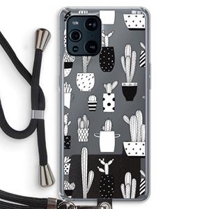 CaseCompany Cactusmotief: Oppo Find X3 Pro Transparant Hoesje met koord