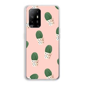 CaseCompany Cactusprint roze: Oppo A94 5G Transparant Hoesje