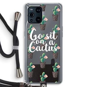 CaseCompany Cactus quote: Oppo Find X3 Pro Transparant Hoesje met koord
