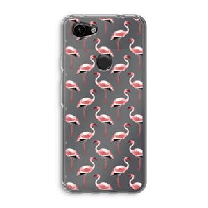 CaseCompany Flamingoprint groen: Google Pixel 3a Transparant Hoesje