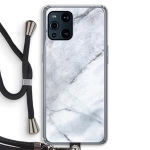 CaseCompany Witte marmer: Oppo Find X3 Pro Transparant Hoesje met koord