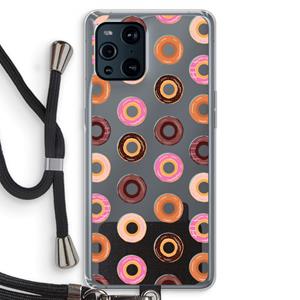 CaseCompany Donuts: Oppo Find X3 Pro Transparant Hoesje met koord