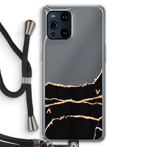 CaseCompany Gouden marmer: Oppo Find X3 Pro Transparant Hoesje met koord