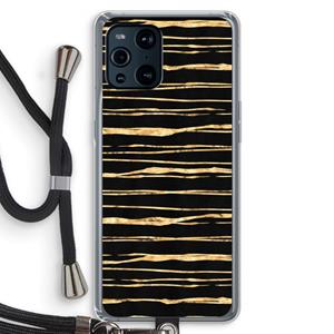 CaseCompany Gouden strepen: Oppo Find X3 Pro Transparant Hoesje met koord