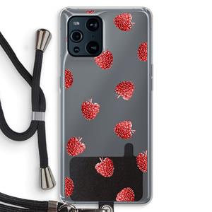 CaseCompany Framboosjes: Oppo Find X3 Pro Transparant Hoesje met koord