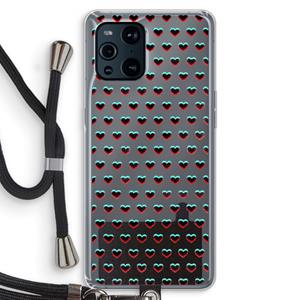 CaseCompany Hartjes: Oppo Find X3 Pro Transparant Hoesje met koord