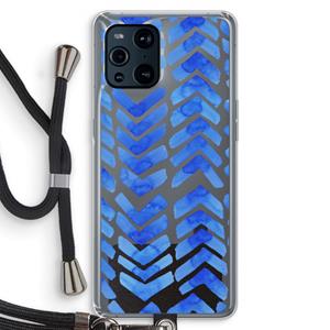 CaseCompany Blauwe pijlen: Oppo Find X3 Pro Transparant Hoesje met koord