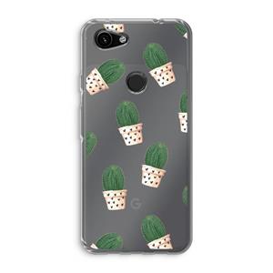 CaseCompany Cactusprint roze: Google Pixel 3a Transparant Hoesje